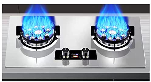 Gas Stove Cooker, Gas Cooktop with 2 Burners, Tabletop and Built-in Two Installations, Melt-Proof Metal Knobs in Stainless Steel 7.2KW (Size : LPG)