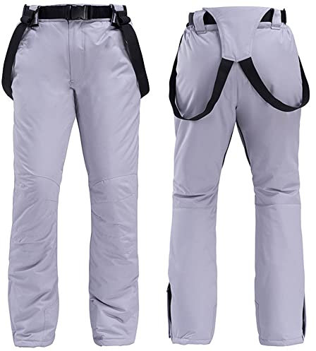 Bestgift Winter Skihose für Damen und Herren Warm verdickte Skihose, grau, XXXL