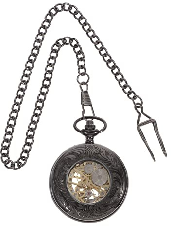 Gatuida Montre de Poche Mécanique Automatique Ronde Vintage avec Chaîne Amovible en Cuivre Dur et Acier Inoxydable, Étanche et Unisexe pour Homme et Femme