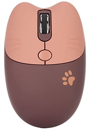 Kabellose Katzenmaus, 1000 1200 1600 3 Stufen DPI 2,4 G, Kabellose, Leise Maus für Mädchen, Mäuse mit USB-Empfänger, Katzen-Motiv-Maus für Computer und Laptop (Braun)