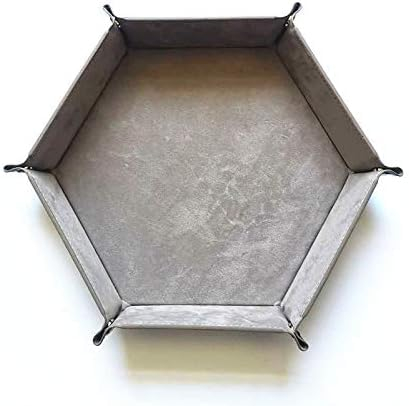 WENDYWU Tragbares, faltbares Würfeltablett zur Verwendung als DND-Würfeltablett D&D-Würfeltablett oder Würfelspiel, PU-Leder-Würfelhalter für Würfelspiele wie RPG (grau)