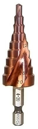 Bohrer, 6–35 mm, Kobalt-Sechskantschaft, Spiralnut, großes Pagodenbohrloch, Reibahle, Bohren, Senken, Schneiden, Vergrößern, Abschrecken von Edelstahl, PCV-Blech ( Color : Spiral Slot , Size : 4 20mm