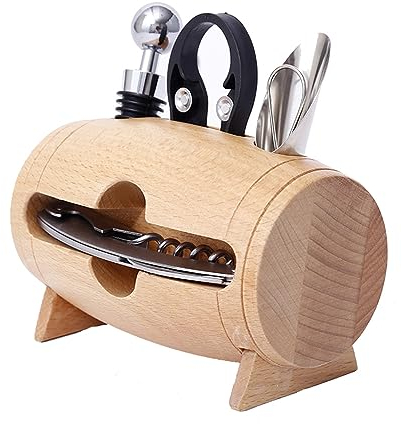 FUYTERY Set di 4 accessori per vino: apribottiglie in acciaio inossidabile e apribottiglie per decanter ad anello cadente