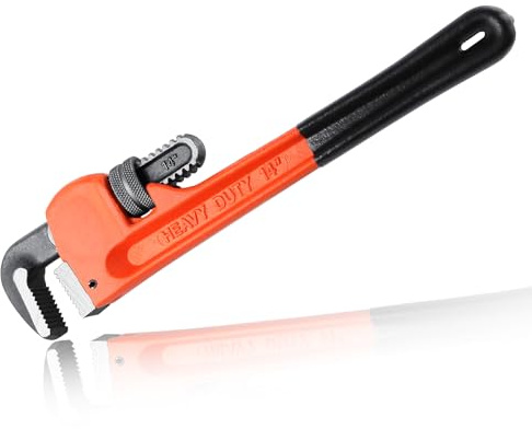 LEONTOOL Chiave per tubi diritta resistente da 35,6 cm, regolabile, con filettatura autopulente e ganasce a gancio, dado di regolazione rapida, ganascia per idraulici, capacità massima 5,6 cm