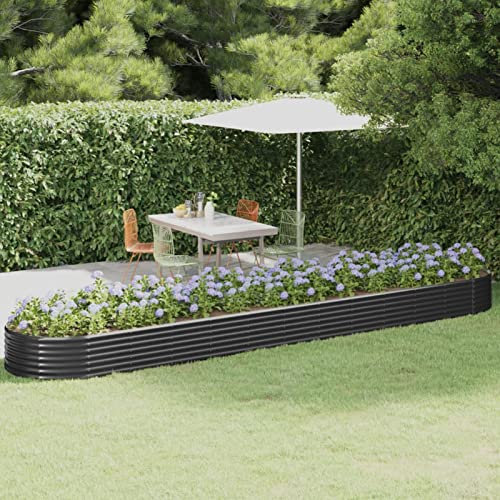 LAPOOH Hochbeet Pulverbeschichteter Stahl 507x100x36 cm Anthrazit, Palettenrahmen, Hochteich, Gemüsebeet, Kräuterregal Balkon, Blumenbeet, Kräuterspirale, Tomatenbeet, Pflanzhochbeet - 319011