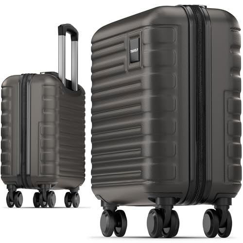 Travely Premium Handgepäck Koffer 45x36x20cm - passend für Ryanair, Lufthansa, Eurowings und co. I 32L Handgepäck Koffer mit sanften Rollen, Reisekoffer, Nachtschwarz