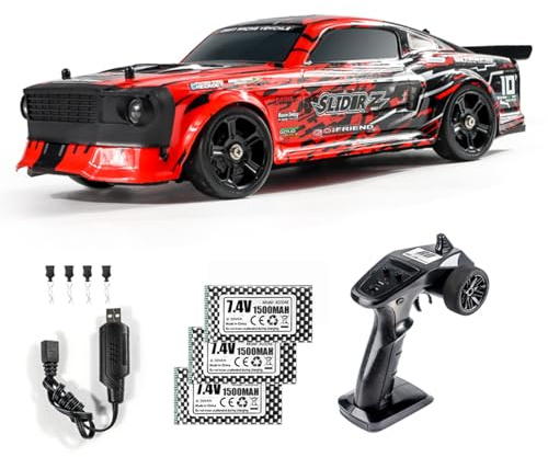 Hylukon 1:14 Scale Remote Control Drift RC 2.4 GHz 35km/h High-Speed 4WD Electric Vehicle with LED Lights, RC390 Strong Magnetic Motor Racing for Teens Adults