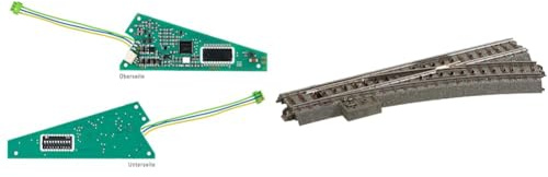 Märklin 74462 - Einbau-Digital-Decoder (C-Gleis), Spur H0 & 24612 – Modelleisenbahn Weiche rechts, C-Gleis, Spur H0, Radius R2, Länge 188,3 mm