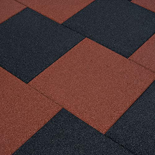 Tidyard Carreaux de Protection Antichoc 6pièce Caoutchouc 50x50x3cm Rouge, Dalles Extérieures de Jardin, Emboîtables Carreaux Composite pour Sol Extérieur, Patio, Balcon, Piscine, Spa