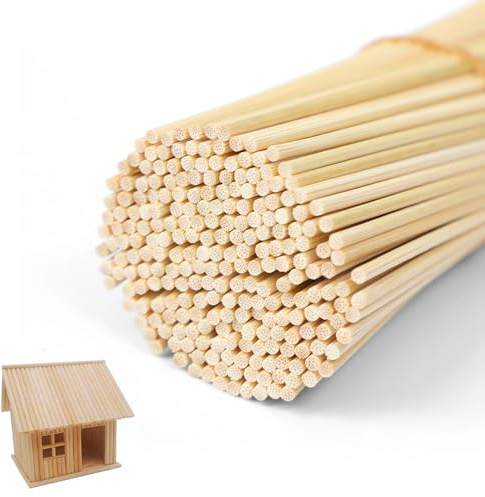 Holzstäbchen Rund, 100 Stück Holzstäbe Rund Natur, 300mm x 6mm