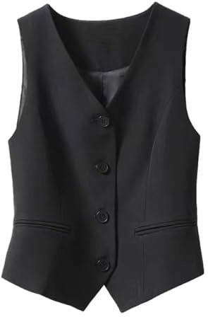 Stafeny Gilet Da Abito Da Donna Gilet Slim Fit Con Scollo A V Gilet Da Smoking Gilet Da Completo Gilet Gilet Elegante Vintage (IT, Testo, XS, Regular, Regular, Nero)