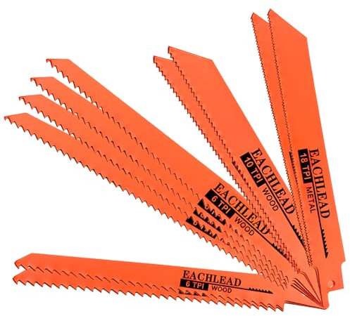 Lama per sega alternativa, Lunghe 6 (150mm) e 8 (200mm) per Sega Diritta a Gattuccio, lunghezze multiple per esigenze diverse, per il taglio di tronchi, legno vivo, ecc (10 Pezzi)