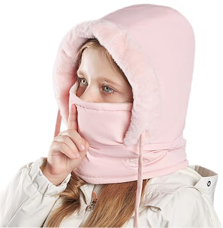 4-10 år barn vinter termisk fleece balaklava hatt barn vindtät huva vintermössa med nackskydd varm skidhatt för pojkar flickor heltäckande ansiktsskydd mössa för vinter utomhussport löpning cykling