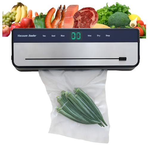 YiuMieYouMie Food Vacuum Sealer Machine, 6-in-1 Powerful Vac Pack Machine, Dry/Moist Food Saver, Food Sealer, Pressure-Resistant and Durable Stainless Steel, with Cutter and 10Pcs Bags
