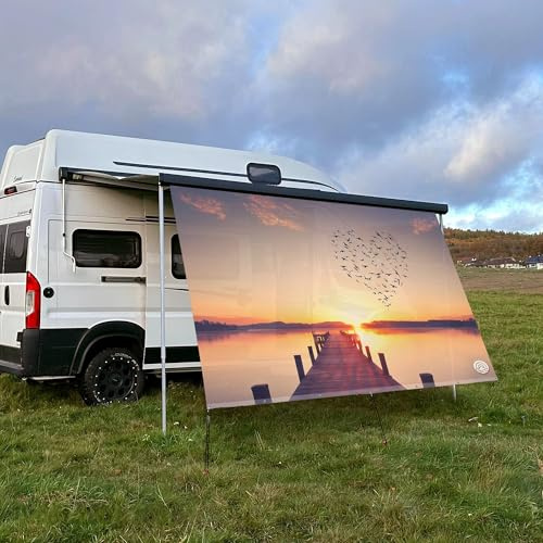 CAMPIDOO Textil Sonnensegel SEELIEBE | Höhe 200cm | hochwertiger Fotodruck inkl. Keder-Befestigung | Markisen-Vorderwand - Länge/Keder: 380cm / 5 mm Keder