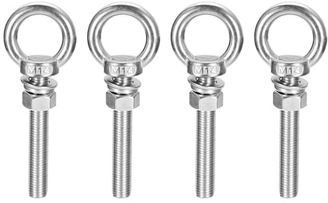 QUARKZMAN Boulon À Œil De Levage, 4 Ensembles Boulon À Œil M14 x 100mm Avec Écrou Rondelle 304 Acier Inoxydable Anneau De Levage À Œil Pour suspendu D'Article