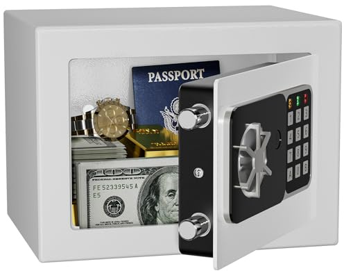 KABISAFE 6.8L Digital Small Safe Box, Mini Safes for Home Electronic Security Home Office Money Cash Safe Box With 2 keys, Wall Safes - White