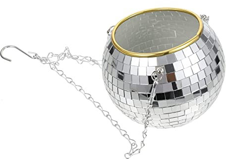 Disco Ball Planter - Unique Hanging Planter with Hook, Flowerpot Basket for Indoor/Outdoor Use, Stylish Home Decor Accent