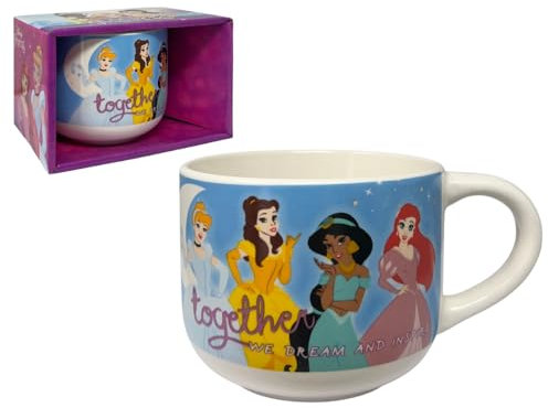 Tazza Principesse Disney 380 ml tazza in ceramica modello largo jumbo per bambini con scatola