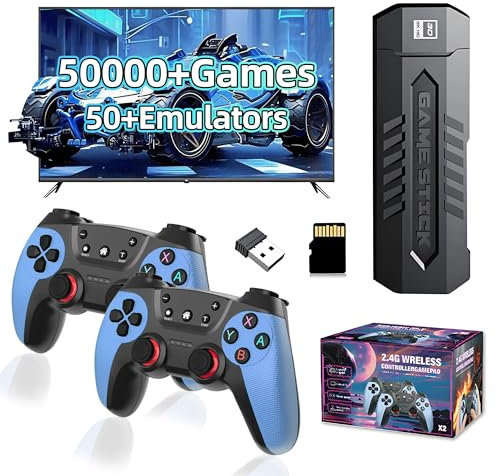 X2 Blue Console de Jeu rétro,Plus de 70000 Jeux rétro intégrés,Plus de 50 émulateurs,Plug and Play,Manette de Jeu vidéo avec Deux manettes sans Fil 2,4 G, TV/Ordinateur,Console de Jeux rétro (256 Go)