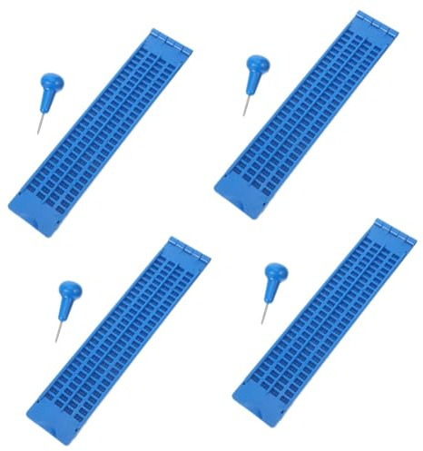 4 Set Scrittura Braille con Punteruolo e Piastra per Non Vedenti Strumento Apprendimento Portatile per Braille per Studenti e Insegnanti