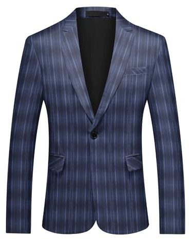 YFFUSHI Blazer Homme Rayures Slim Fit Casual Veste de Costume 1 Bouton Bureau Mariage