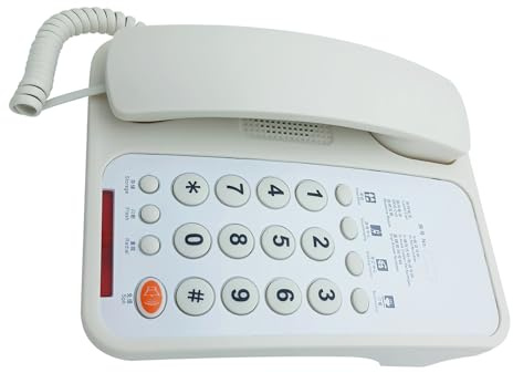 Téléphone fixe filaire de base pour personnes âgées - Téléphone domestique analogique avec rappel - Petit bureau filaire - Chambre d'hôtes - Téléphone d'hôtel