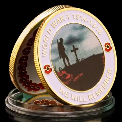 MINHBDER Monedas Conmemorativas Que Recordaremos La Primera Guerra Mundial 1914-1918 Moneda De Recuerdo Chapada En Oro Monedas Coleccionables Decoración del Hogar