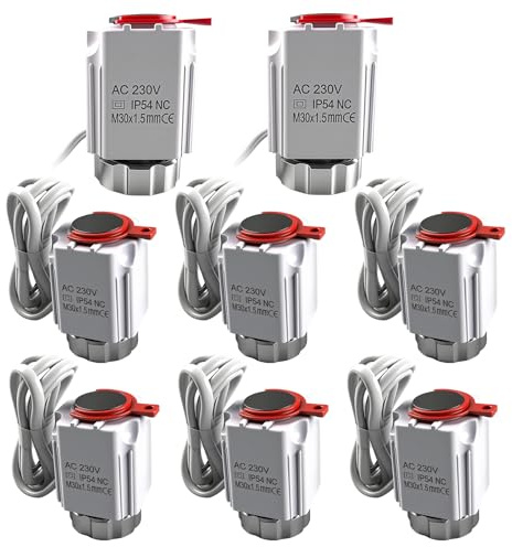 Attuatore per riscaldamento a pavimento, 230 V, M30 x 1,5 mm, senza corrente chiusa, VA80, valvola per riscaldamento a pavimento, per quasi tutti i distributori di circuiti di riscaldamento (8 pezzi)