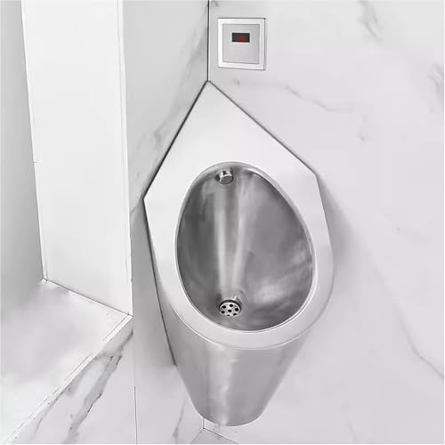 Urinario de esquina inteligente de inducción de acero inoxidable 304, montaje en pared, diseño automático a prueba de derrames para hombres, ideal para bares y aeropuertos, solución que ahorra espacio