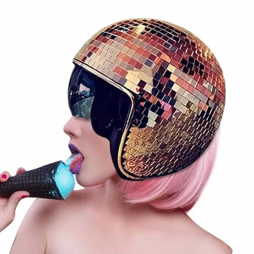 Fogukier Casco Retro,Gafas para Bebidas con Visera Retráctil y Purpurina - Accesorios para Disfraces de Fiestas Bodas Festivales Eventos