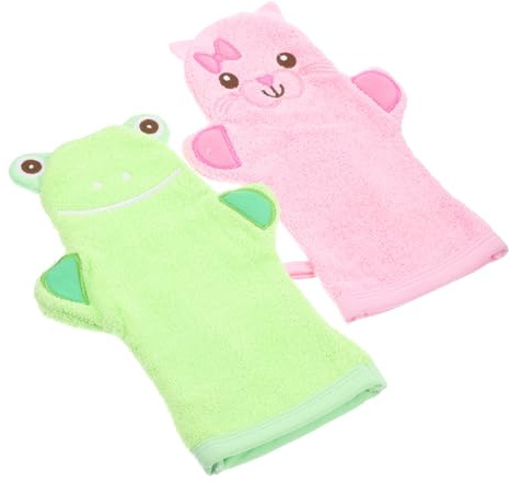 Gogogmee 2pcs Cartoon Bathing Gloves for Girls Boy Girl Body Wash Scrubbing Mitts Animal Bath Mitts for Shower