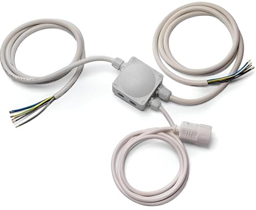 Küchenanschlussbox-Set, Splitter-Box mit 1m Kabel - Küchenanschlussverteiler 3-fach zum Anschluss von Kochfeld/Herd & Backofen inkl. Phasenprüfer & Befestigung | IP20 Stromverteiler (C-E-E)