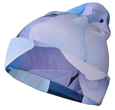 BLWSLC Bonnet tricoté pour adulte Motif hortensia Bonnet chaud pour l'hiver Convient pour la marche, le sport et les voyages Noir