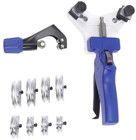 Strumento piegatubi in rame a 90 gradi per tubi da 1/4 a 1/2 in acciaio inox, kit di piegatura e taglio manuale con 8 teste per impianti idraulici HVAC progetti fai da te