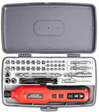 Kit de destornilladores eléctricos inalámbricos recargables, diseño ergonómico con puntas intercambiables luz LED para reparaciones del hogar, destornillador eléctrico de agarre ergonómico