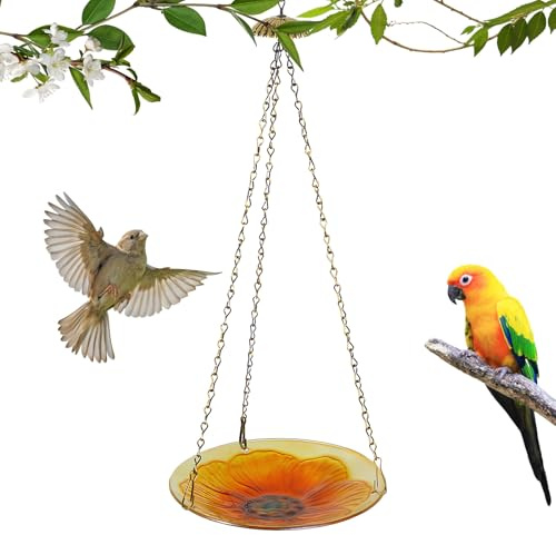 Mangiatoia per uccelli, stazione di alimentazione con motivo floreale, per esterni, giardino, cortile, portico,
