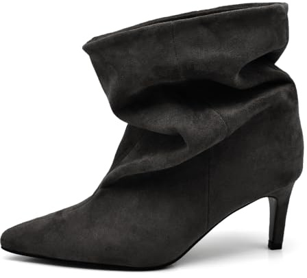IF Stivaletti Donna Gambale Largo Morbido – Tronchetti Slouchy con Tacco Medio Elegante K0140 nero N.37