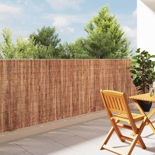 Clôture en écorce marron 400 x 125 cm en bois de pin massif, panneau à lattes pliable, clôture extérieure rustique pour jardin terrasse, barrière de confidentialité extensible naturelle