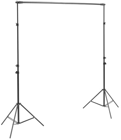Fotobakgrund stativ, justerbar höjd 75–300 cm, canvasstativ med bärväska, klämmor och elastiska rep, bakgrundsstativ för fotostudior, fest, bröllop, svart (3 x 3 m)