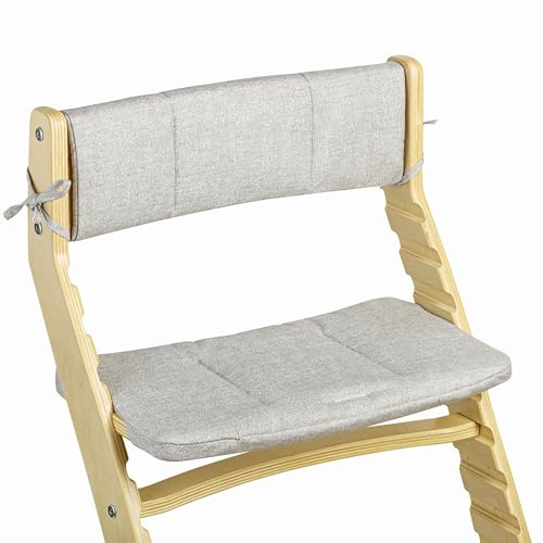 Fornel High Chair Cushion, Wooden Chair Seat Cover with Back Rest, Washable Cotton, Adjustable (Grey)