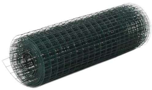 vidaXL Hönsnät stål med PVC-beläggning 25x0,5 m grön, nät, stängselnätrulle, nätrulle, stängselnät, stängselnätrullar, nätrullar, nätstaket