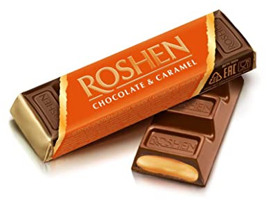 ROSHEN Barra de chocolate con relleno de caramelo, 43 g