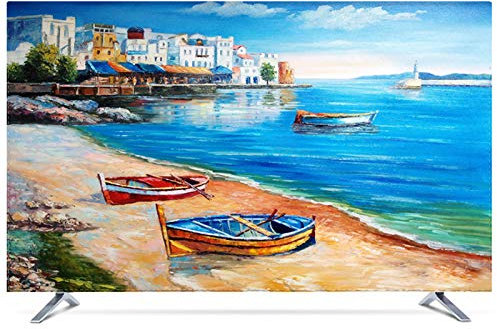 NAKAN Copertura TV Antipolvere Protezione Universale da 20-80 per Schermi Piatti Curvi Copri Televisori Moderni per Interni con Stampa di Paesaggi in Poliestere(Color:Barche,Size:40in)