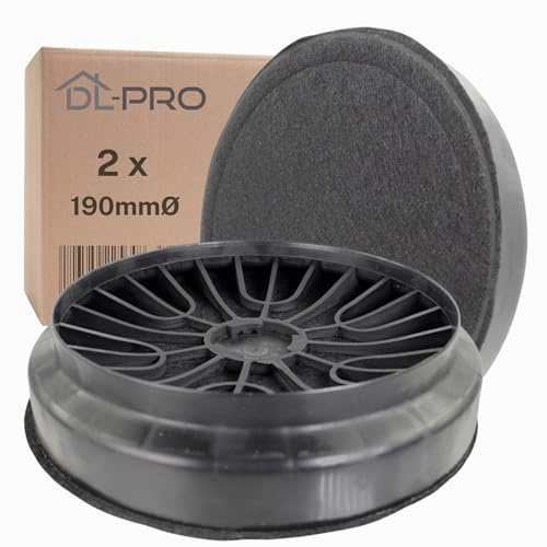 DL-pro Aktivkohlefilter Ø190 mm 2er-Set rund, für Bosch 00796390 DHZ5276 Siemens LZ52751 Neff Z5138X1 Dunstabzugshaube, Bajonettverschluss