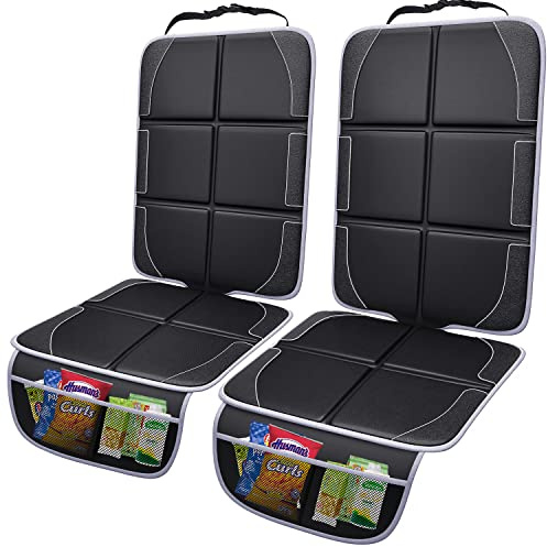 Gimars XL Verdickte Kindersitzunterlage Auto, 2er Set, ISOFIX Geeignet, Universeller Wasserdichter 600D Oxford Autositzschoner Mit Netztaschen, Universell Für SUV, PKW Und LKW, Schwarz-grau