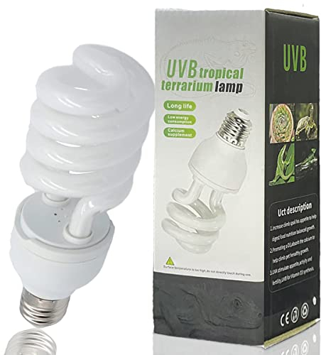 QeeHeng UVB-Lampen für Reptilien 5.0 Turtle Glühbirne für Wasserschildkröten Tropical Terrarium Lamps Energiesparende Kalziumergänzung für tropische Regenwald-Amphibien-Schlangenechse (UVB5.0 26W)
