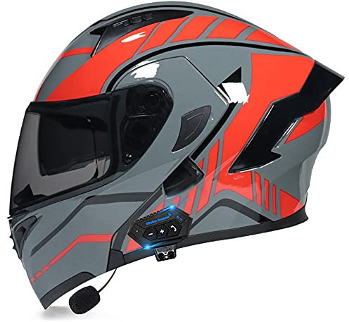 Byroads Bluetooth Casque Moto Modulable,Flip Up Front Casque Moto avec Double Visière Anti-UV,ECE Homologué Homme Femme Casque Moto avec Protection de la Tête pour Femme Homme 55~60cm