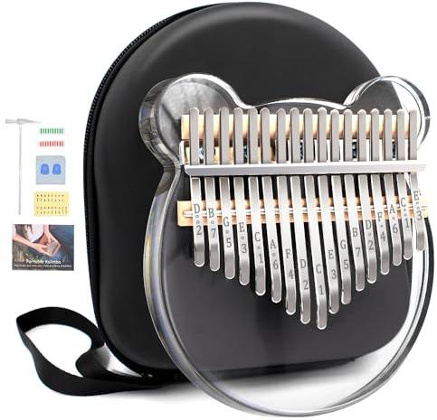 Acrylic Kalimba Thumb Piano,YUNDIE Portable 17 Keys Mbira Crystal Finger Piano, Musical Instruments Birthday Gift for Adult Beginners Professional(Clear) (17 Keys)
