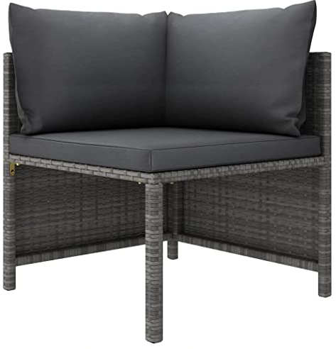 vidaXL Modular Ecksofa mit Kissen Gartensofa Sofa Lounge Gartenmöbel Einzelsofa Sessel Rattansofa Outdoor Terrasse Grau Poly Rattan